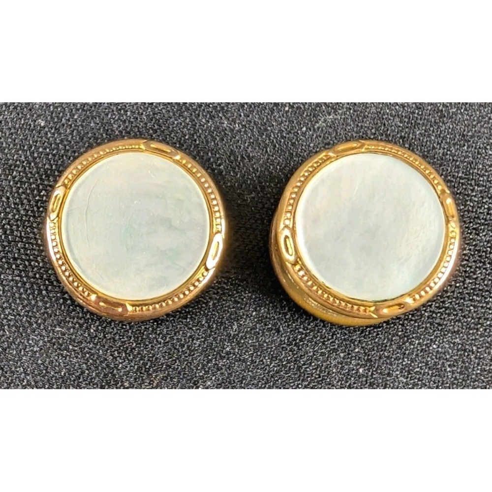Vintage Park-Roger Gold Tone Mother‎ of Pearl Cufflinks 1940s–50s Mid Century